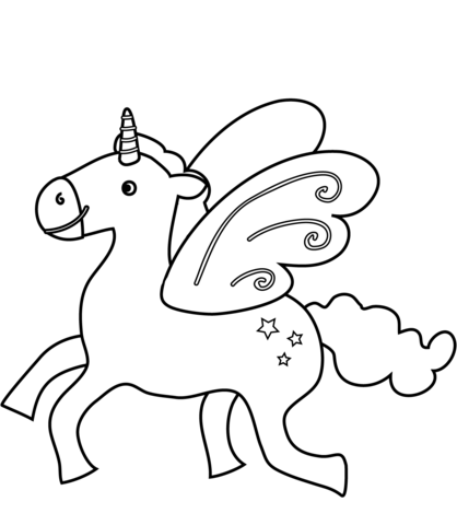 Flying Unicorn Coloring Page